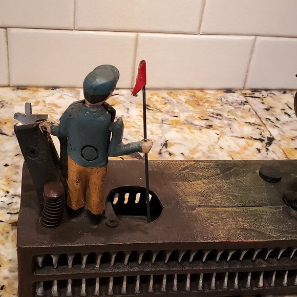 Cast Iron Golf Mechanical Coin Bank VTG Collectible Golfer - VIDEO - Picture 9 of 12